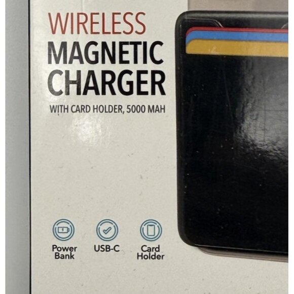 Wireless magnetic charger with card holder - 5000 MAH New Unused In Package - Picture 2 of 5